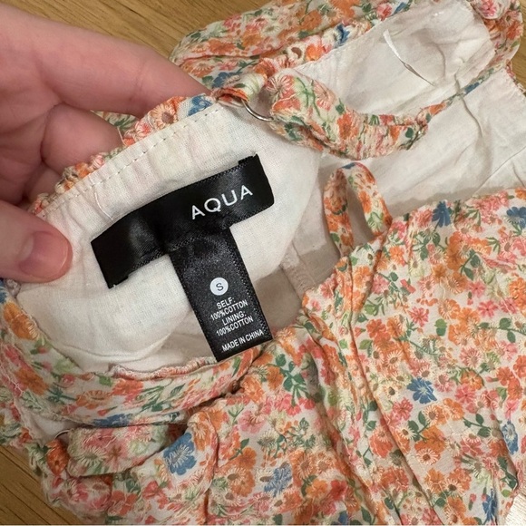 AQUA Floral Crop Tank Size Small - Picture 5 of 5
